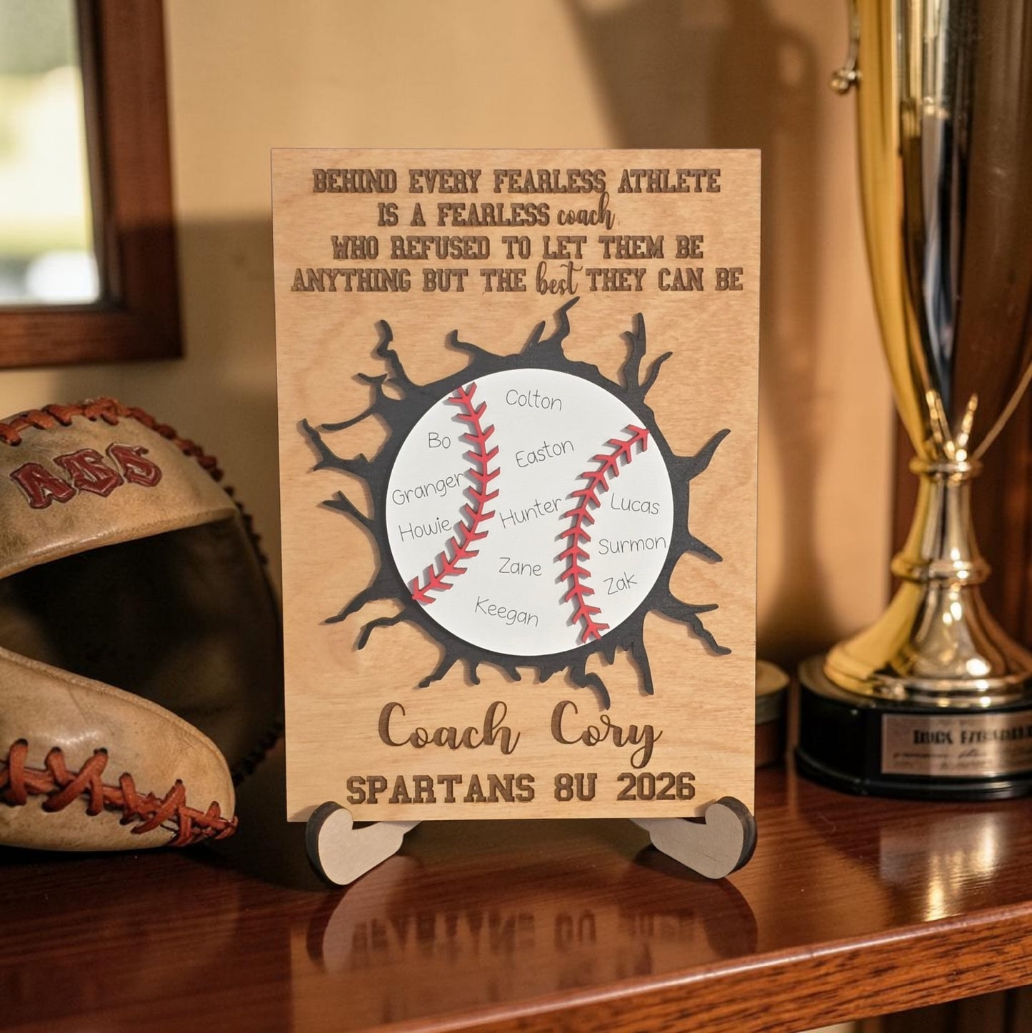 Behind every fearless athlete is a fearless coach personalized coach sign