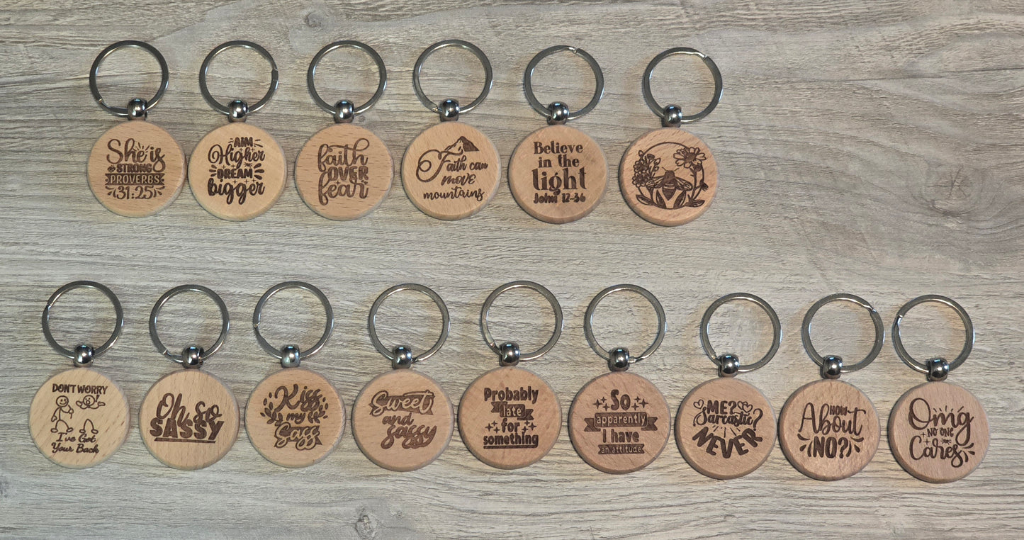 Religious and sassy round keychains