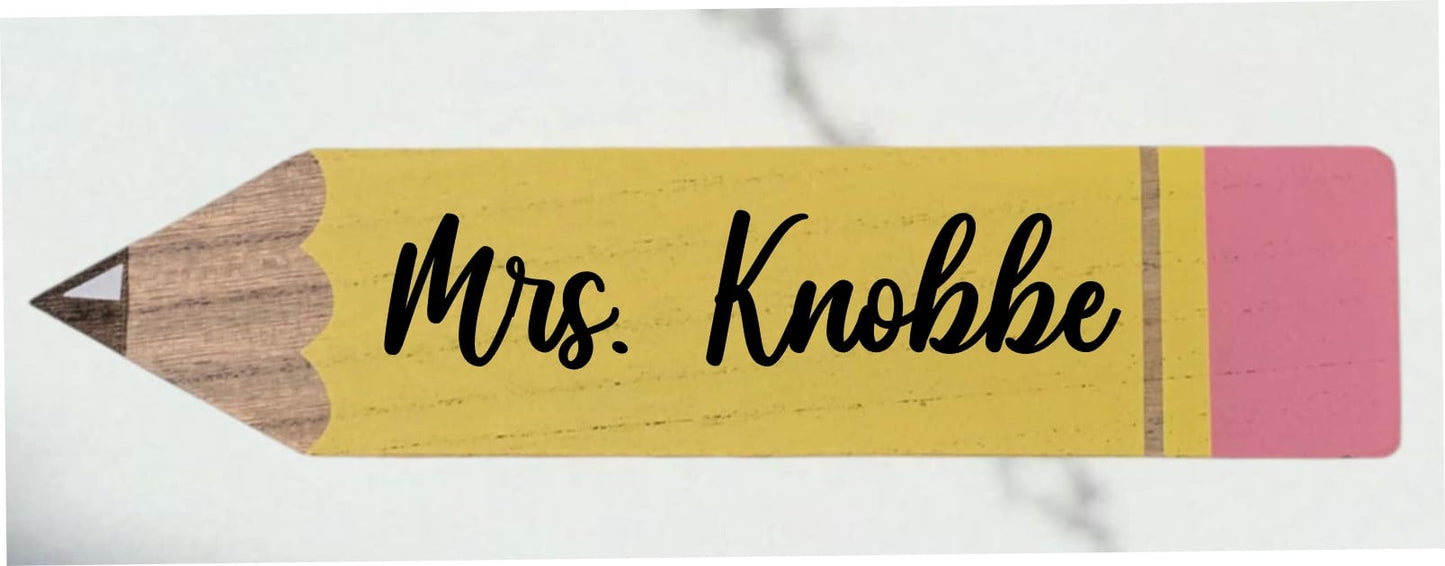 Teacher pencil wood block personalized