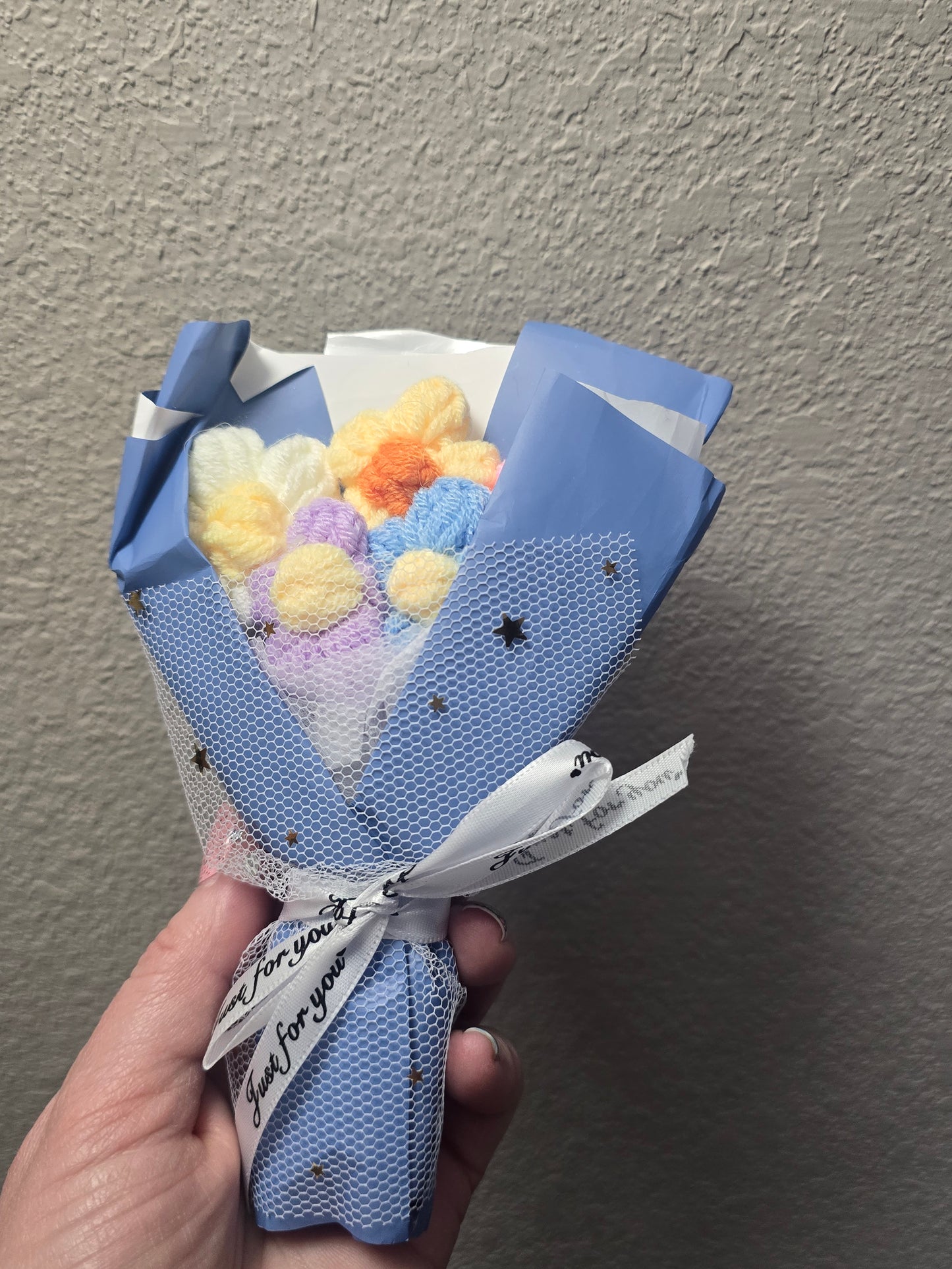 Just for you knitted yarn flowers assorted color