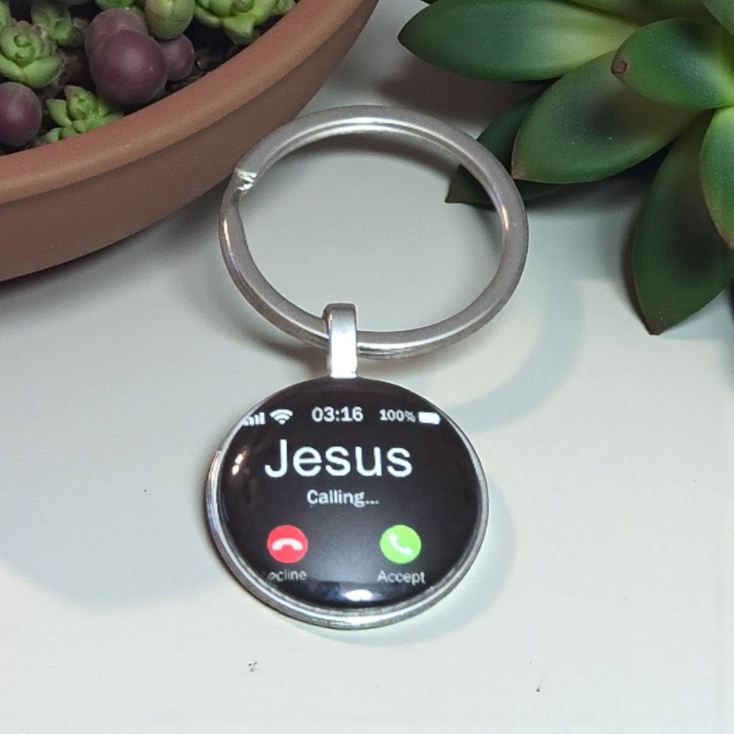 Jesus calling keychain
