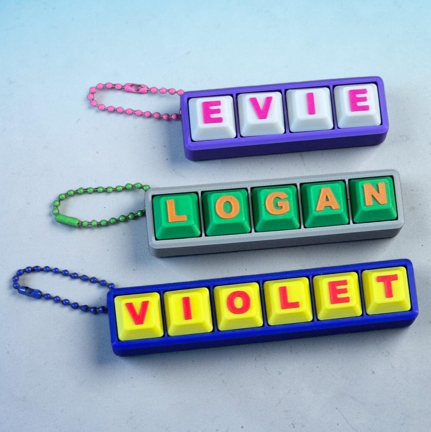 3D printed name fidget clicker keychain personalized