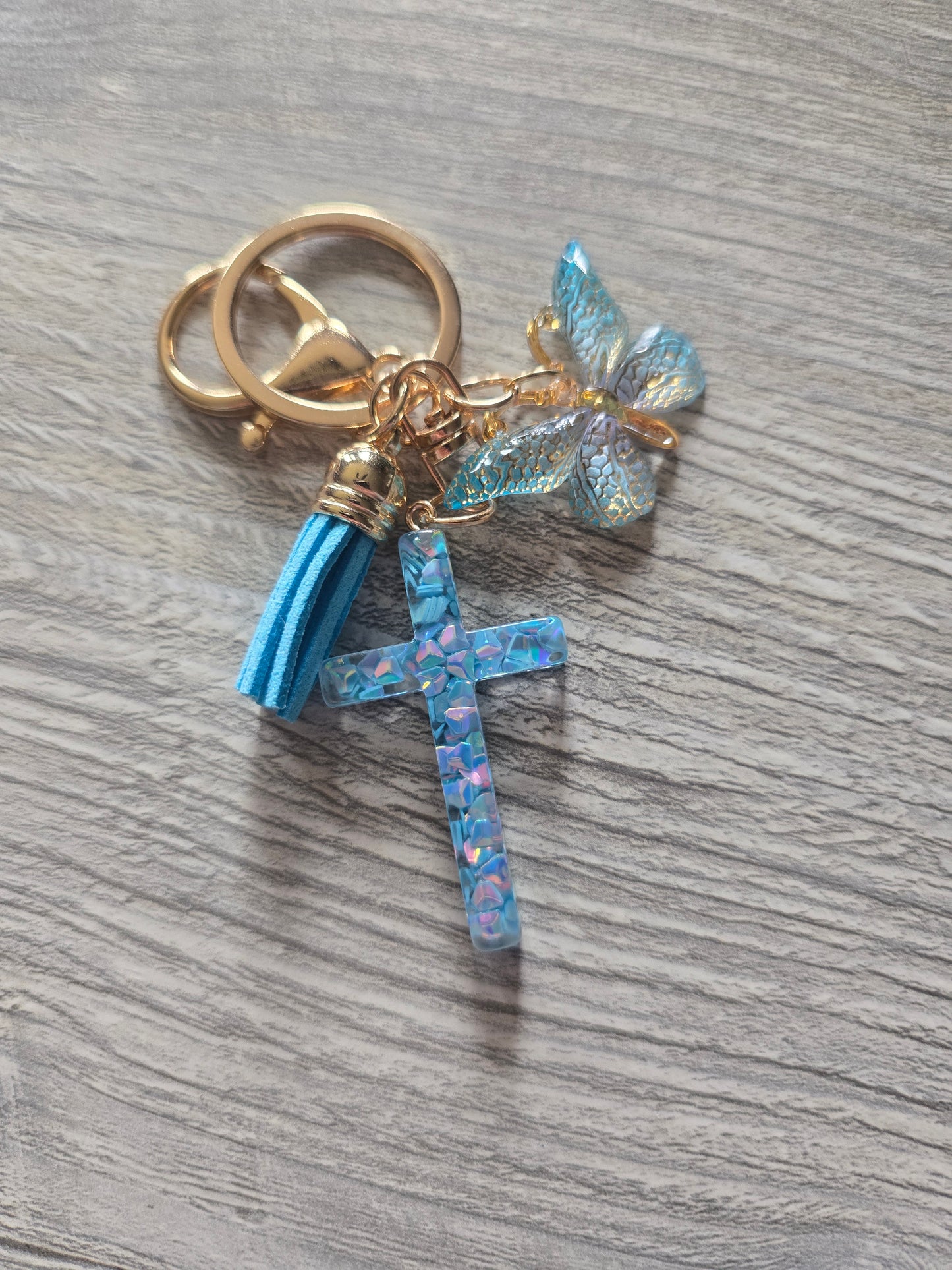 Resin cross butterfly keychains