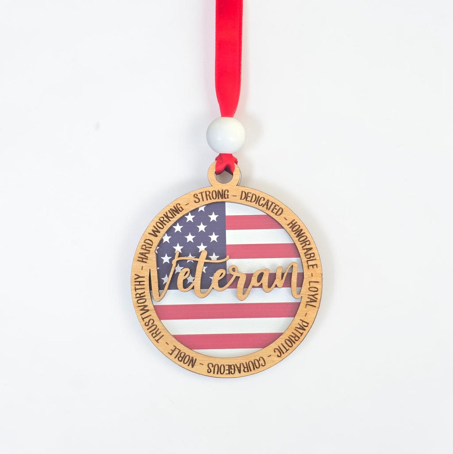 UV printed Veteran 2 layer ornament