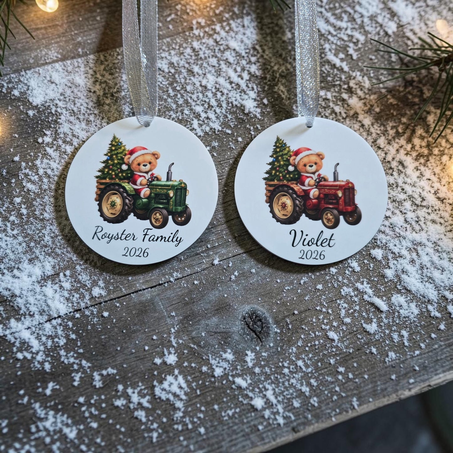 UV printed tractor Christmas Ornament acrylic personalized