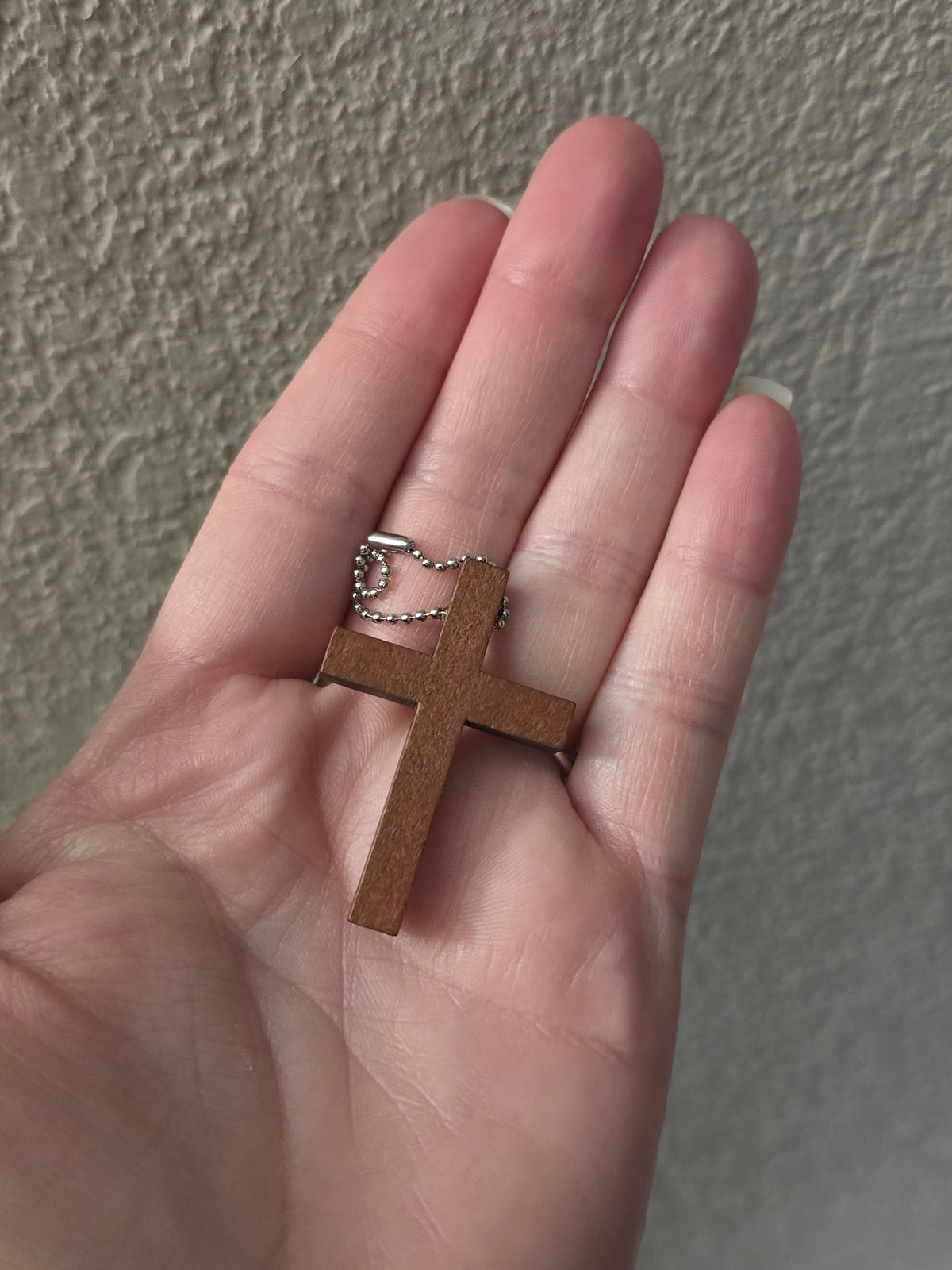Small wooden Cross keychain