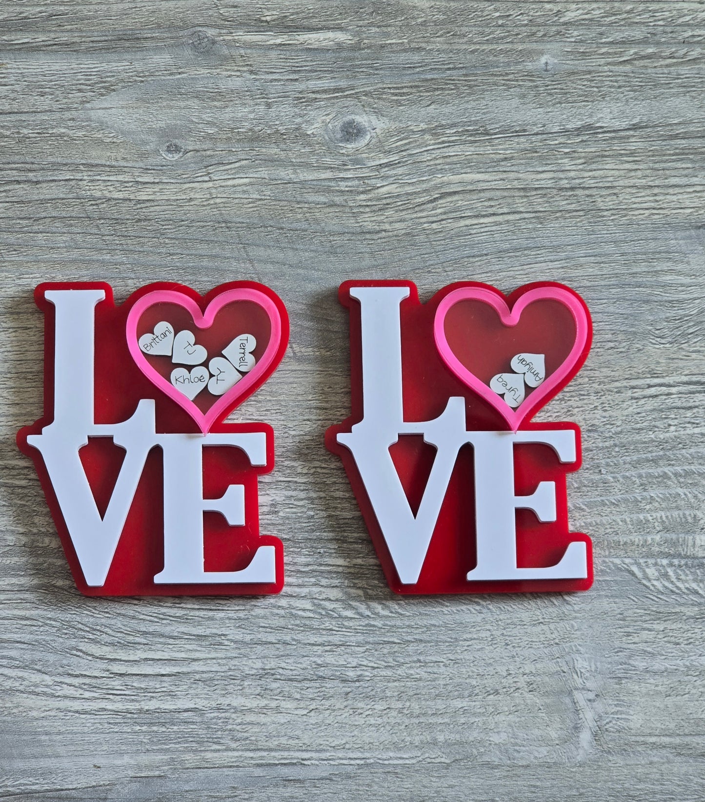 LOVE personalized shaker Up to 5 names ornament or magnet