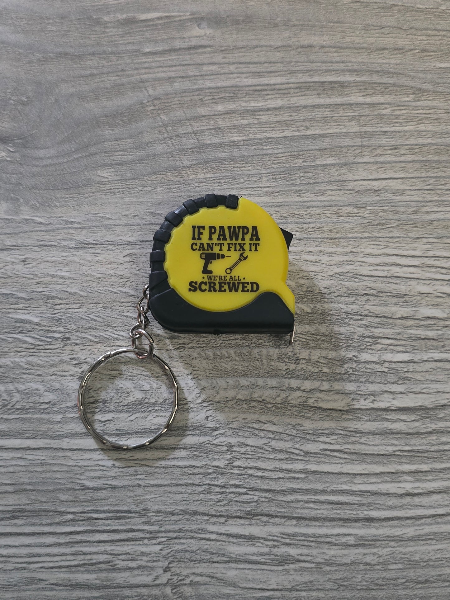 UV printed Father's Day yellow measuring tape small keychain multiple choices personalized