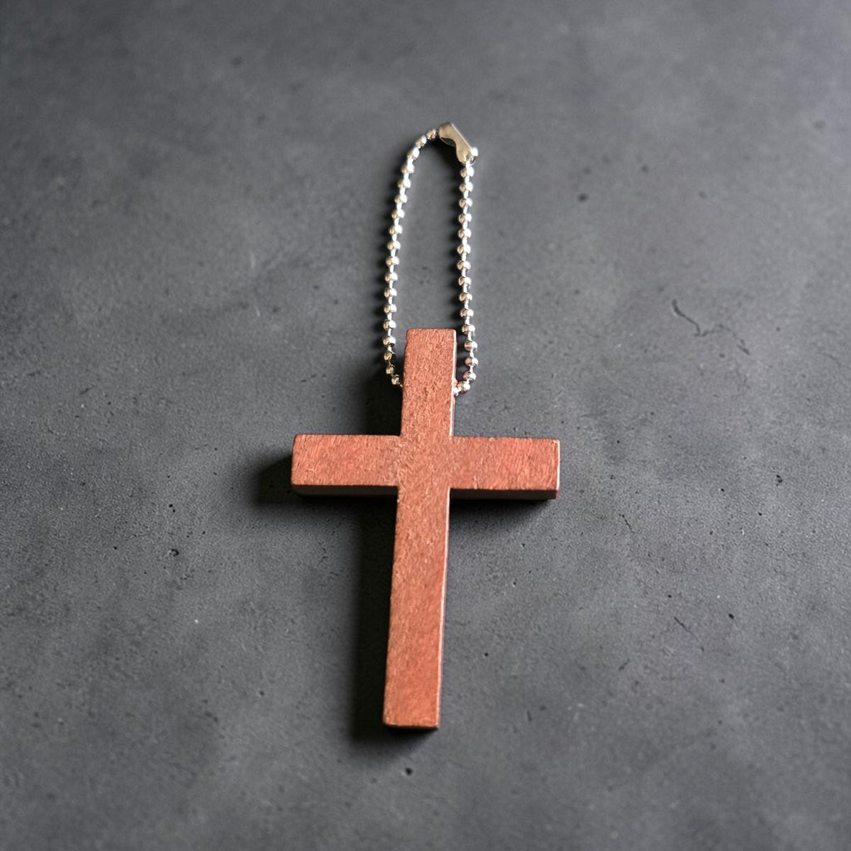 Small wooden Cross keychain