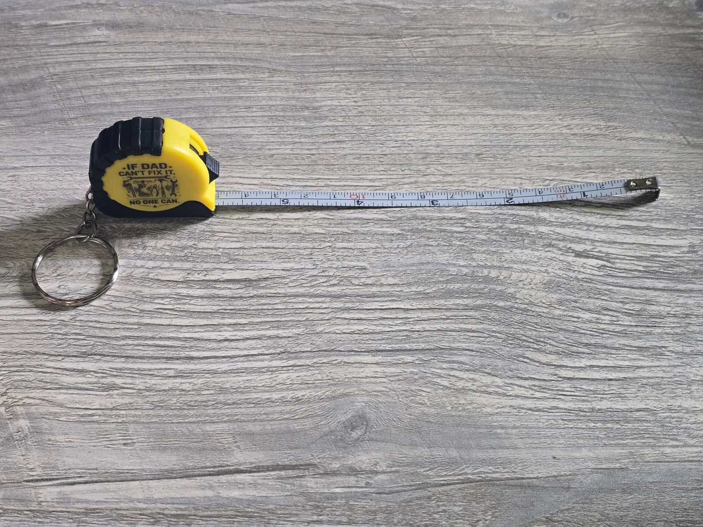 UV printed If Dad can't fix it no one can Father's Day yellow measuring tape small keychain