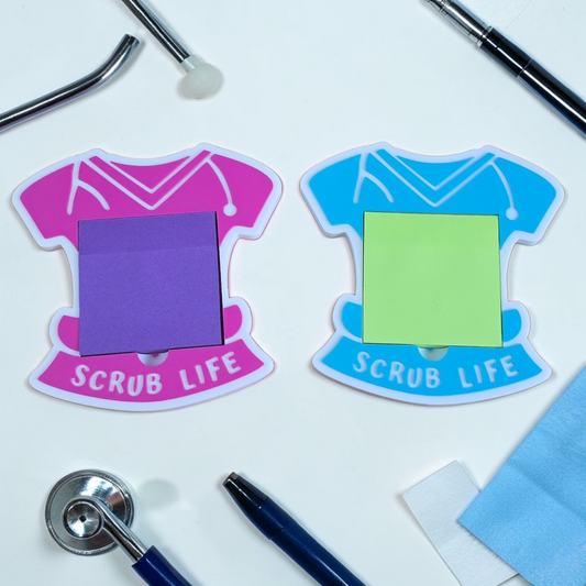 3D printed Scrub Life sticky note holder