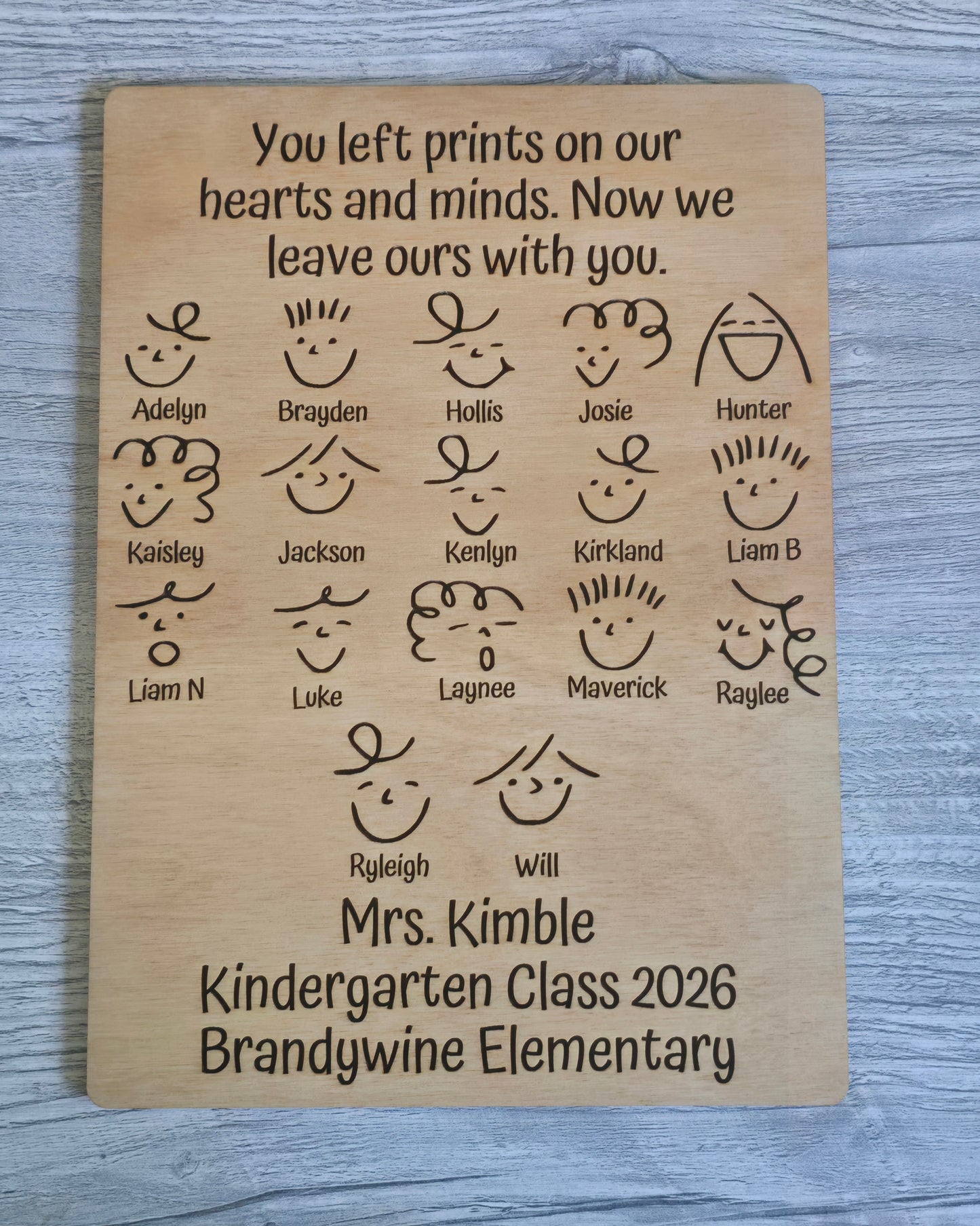 You left prints on our hearts and minds Teacher fingerprint sign Personalized