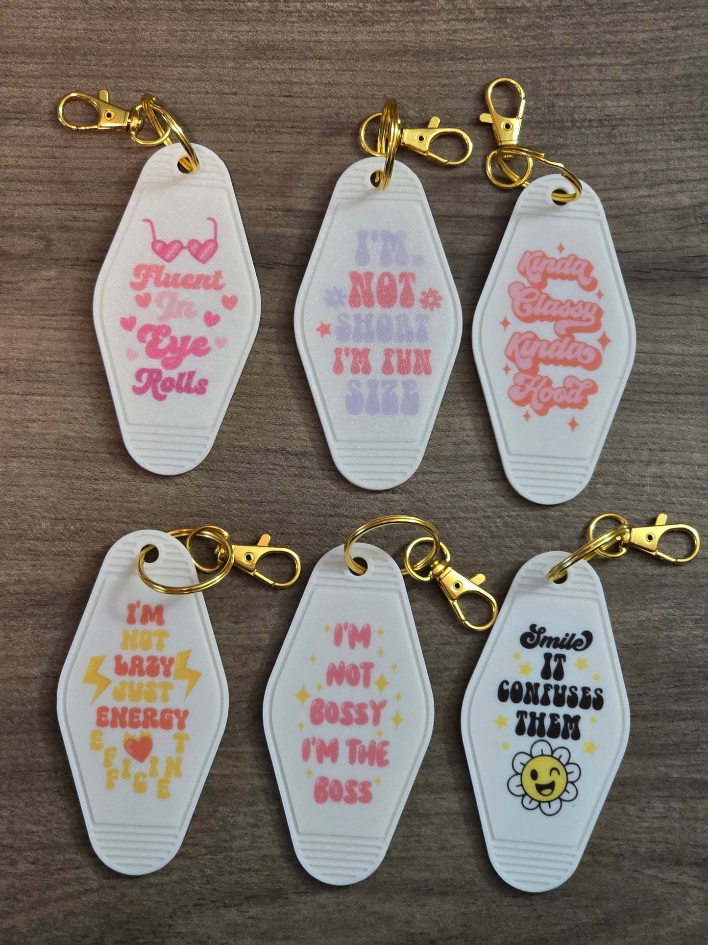 3D printed & UV printed motel keychain sarcastic