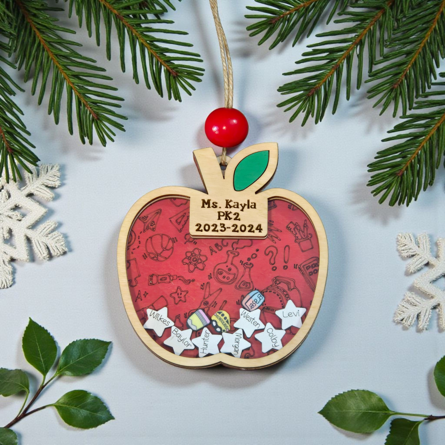 Teacher Apple Shaker with students names personalized