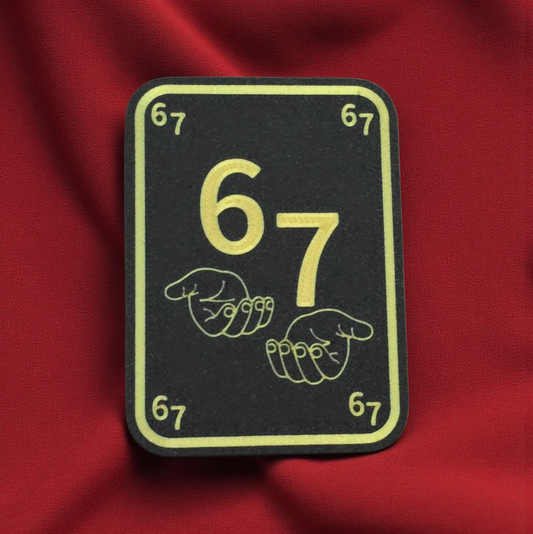 3D printed 6 7 with hands card