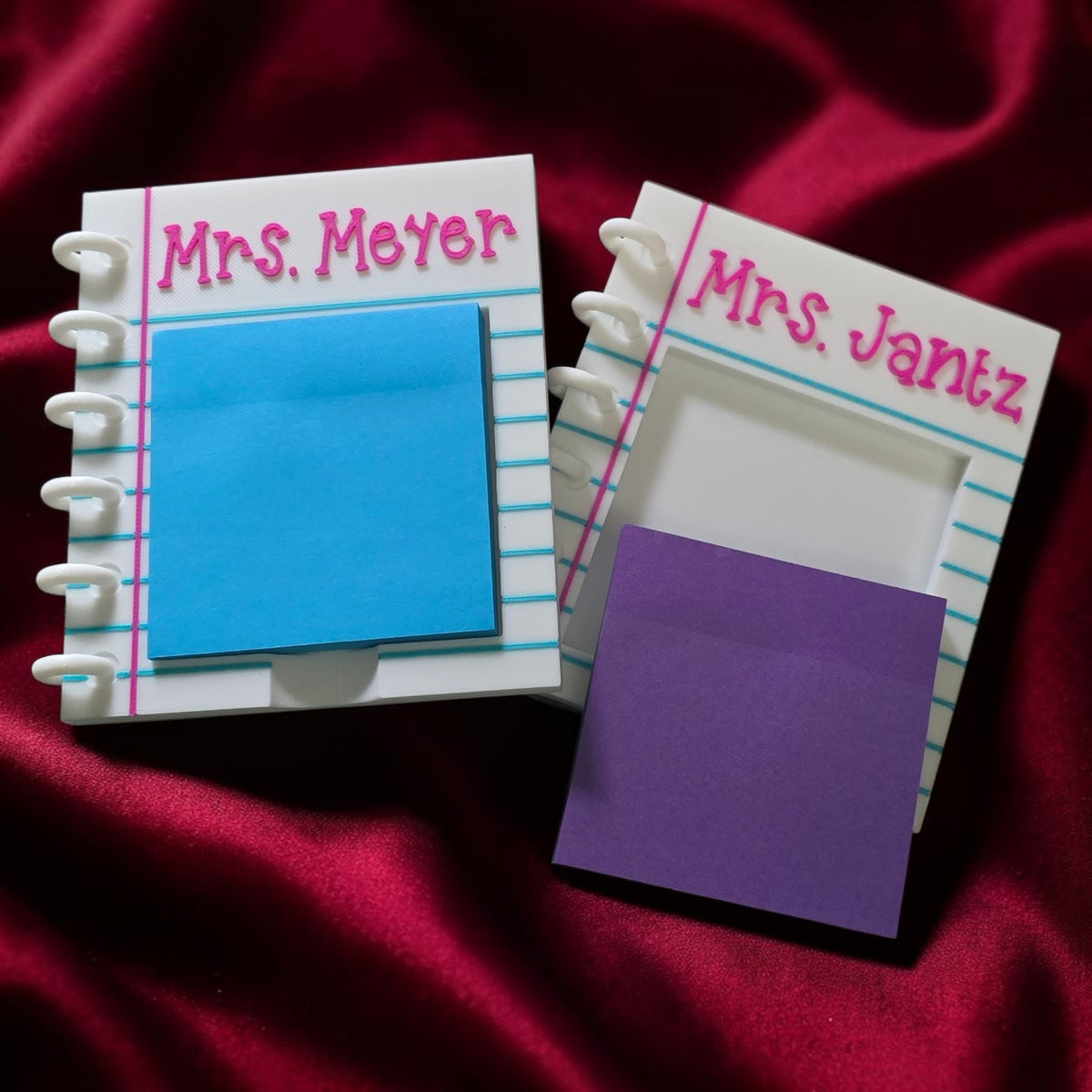 3D printed teacher notebook sticky note holder personalized