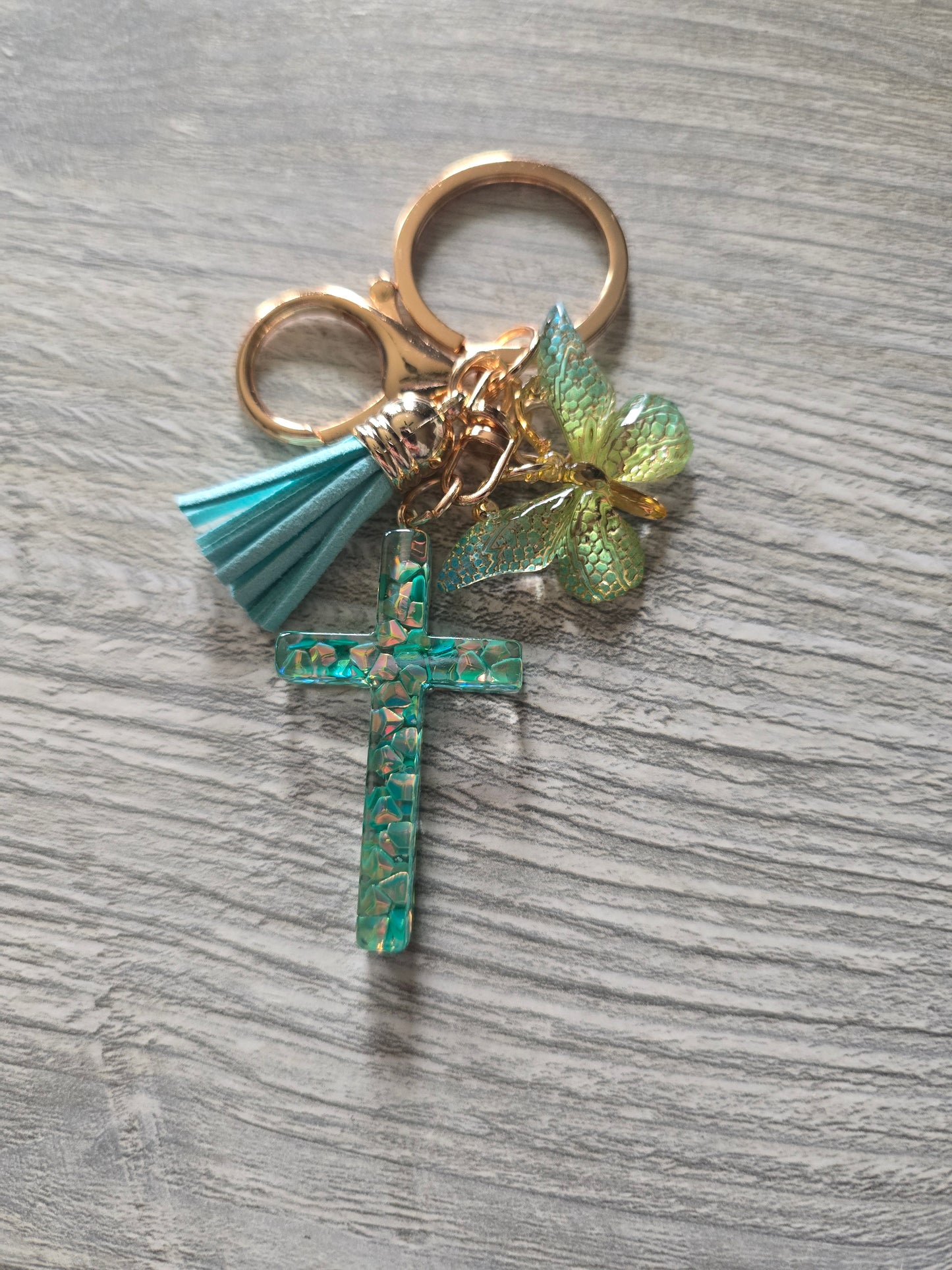 Resin cross butterfly keychains