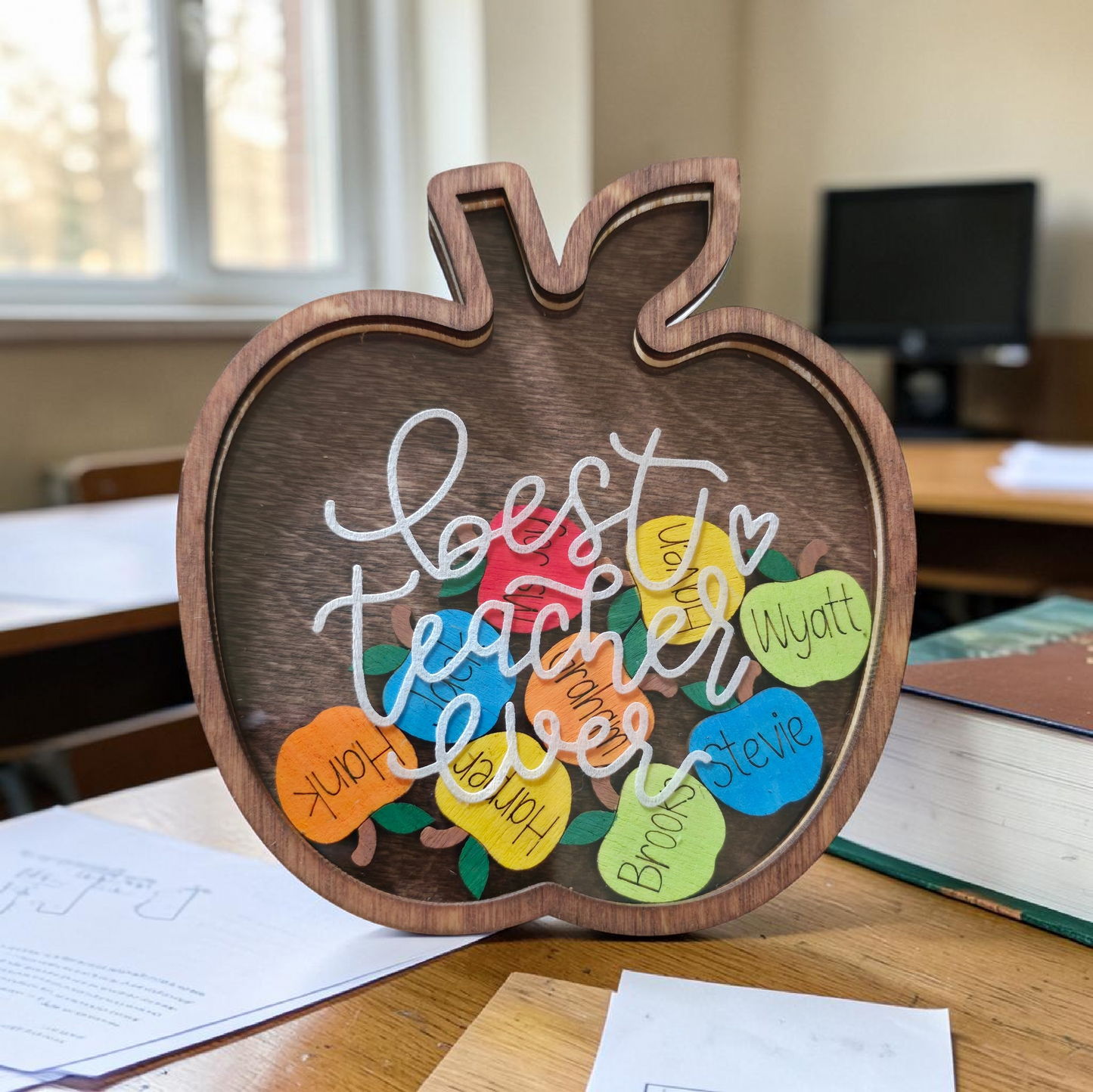 Personalized with students names Best teacher ever Apple Shaker magnet