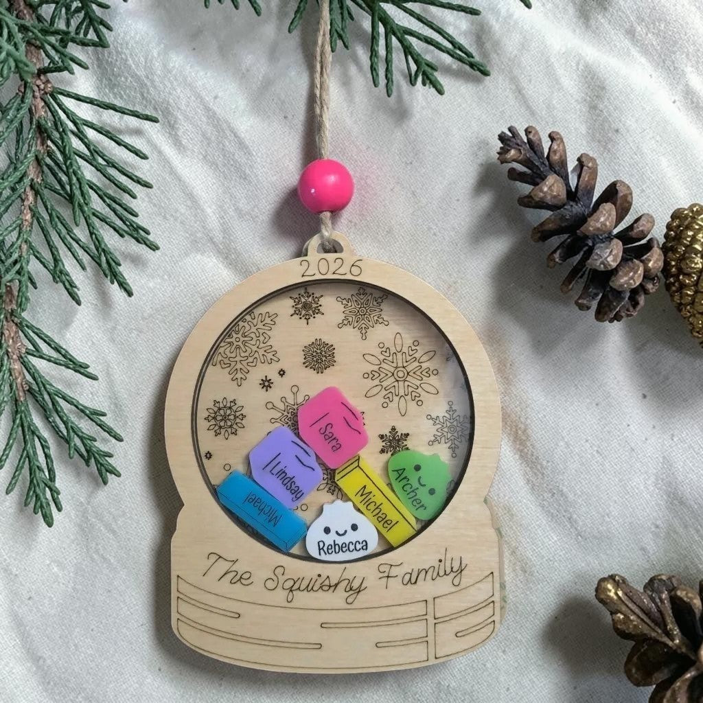 Squishy Family Shaker 2026 Christmas Ornament Personalized