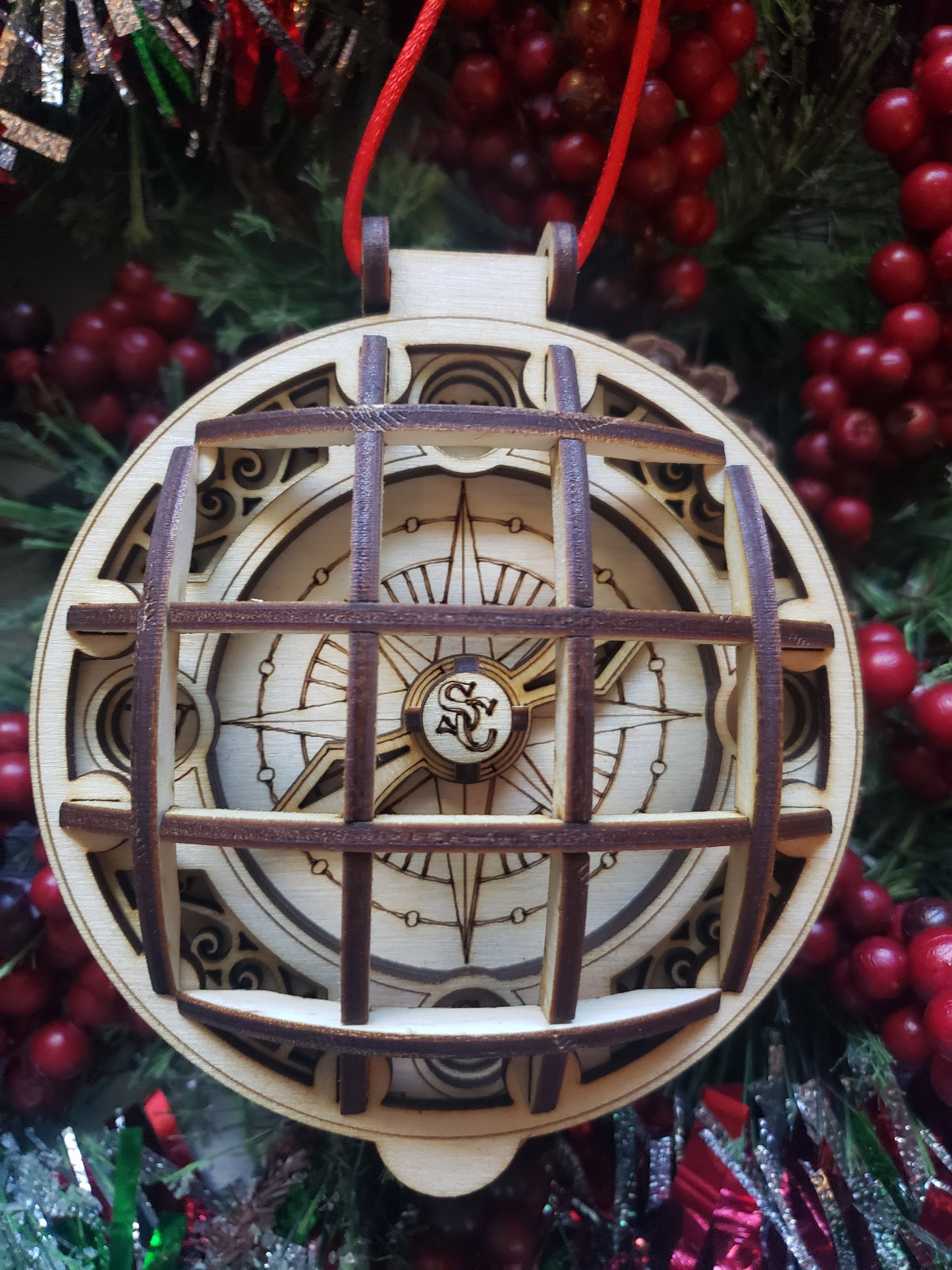 Santa Compass with NORAD QR code Christmas Ornament