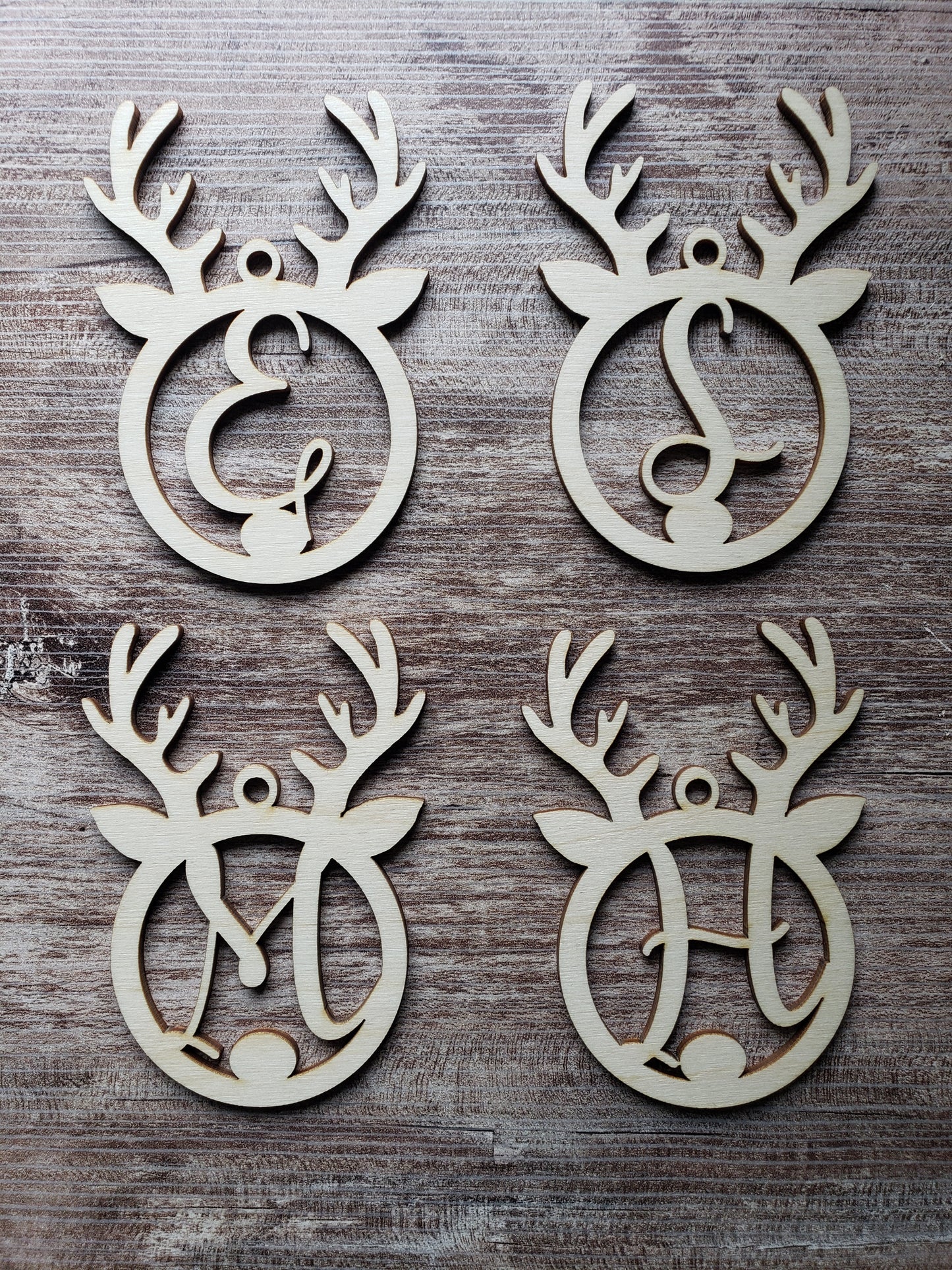 Reindeer Initital Christmas Ornament Personalized