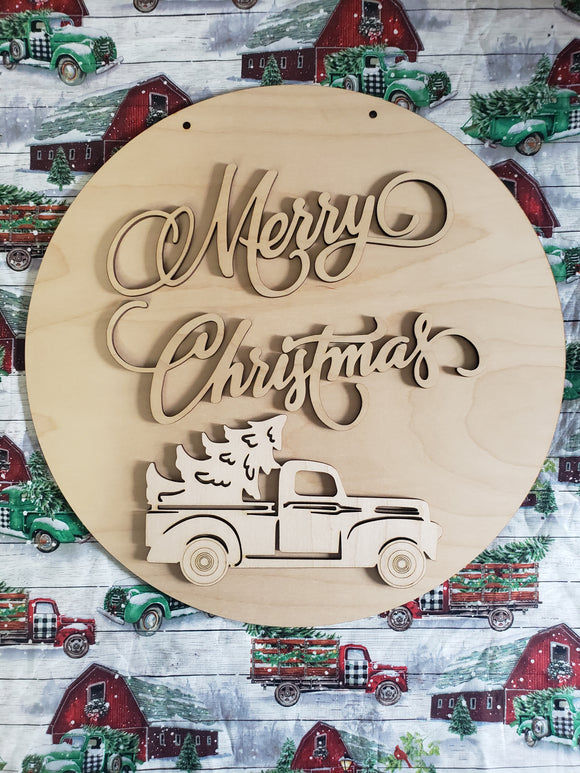 Merry Christmas with Truck Sign