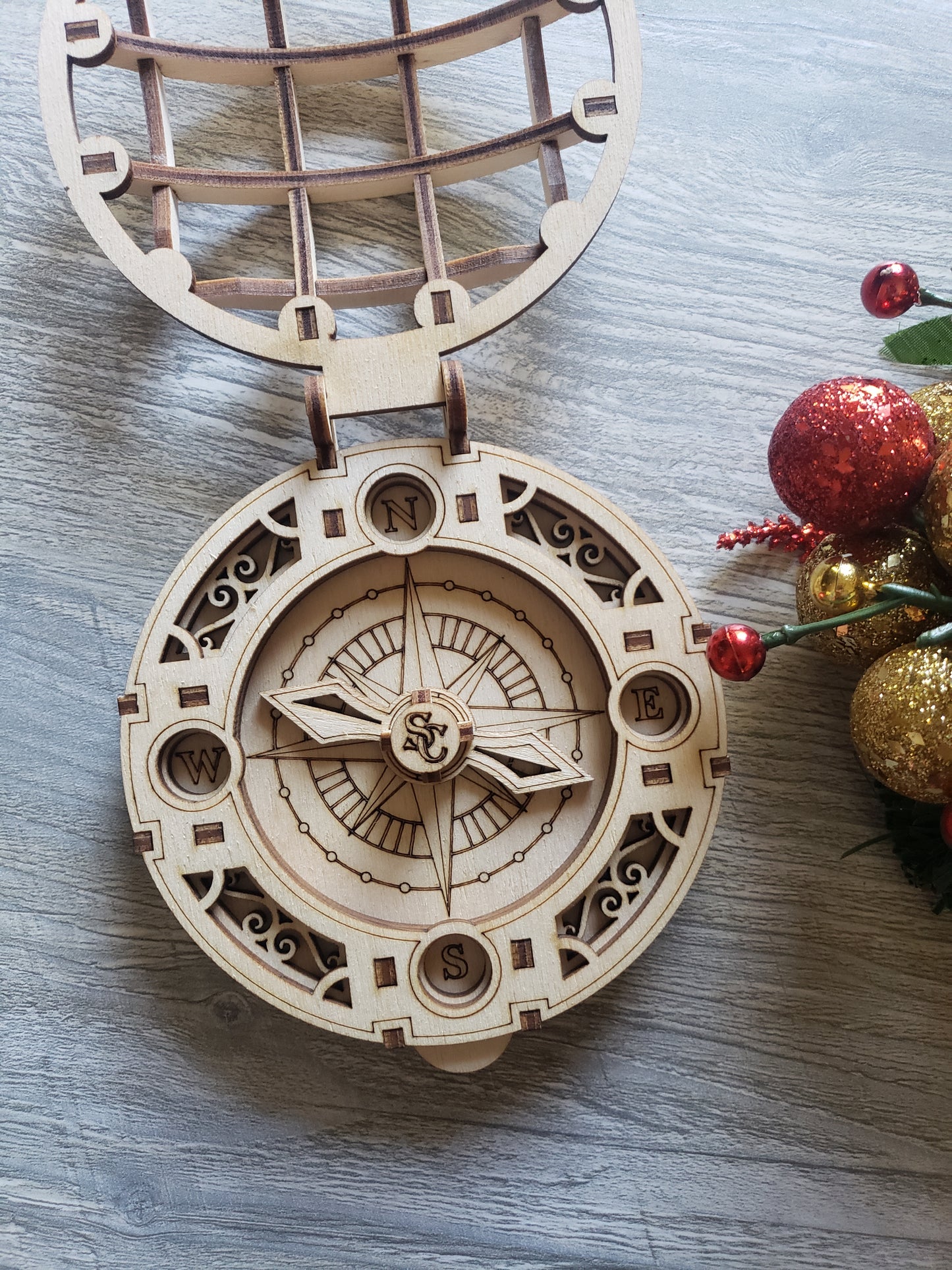 Santa Compass with NORAD QR code Christmas Ornament