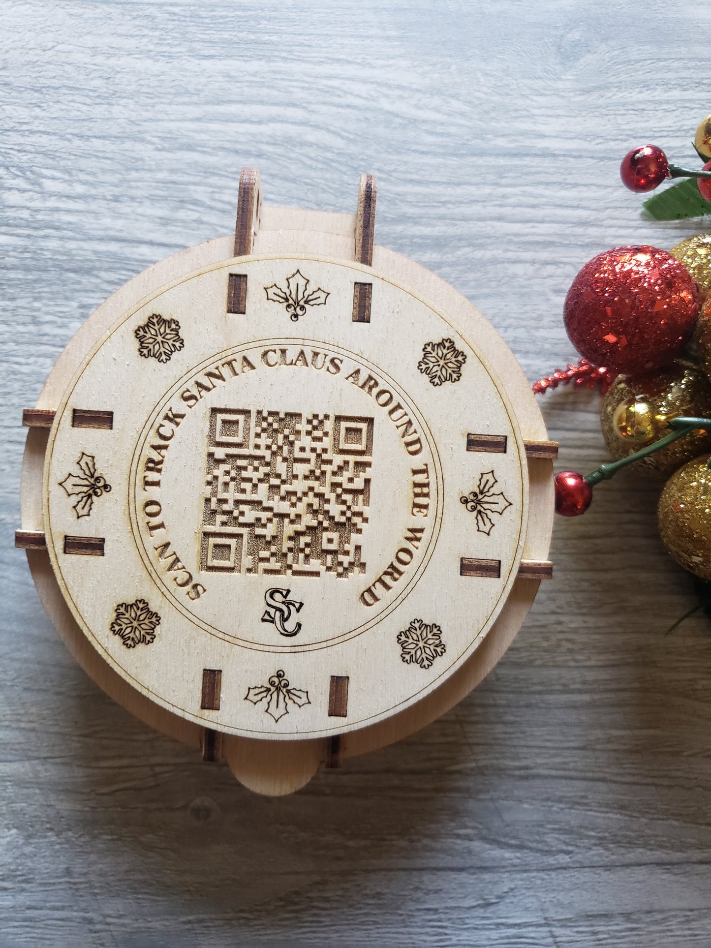 Santa Compass with NORAD QR code Christmas Ornament