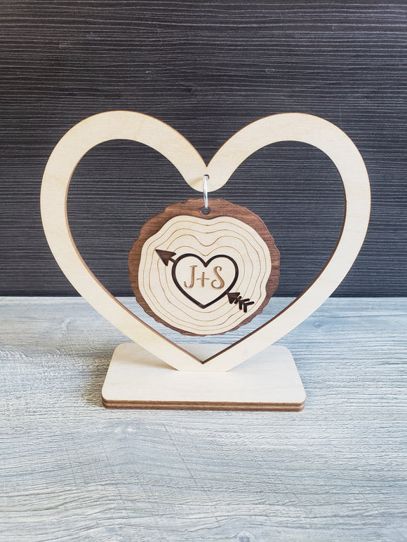 Wood Slice Heart Stand Perfect for Valentines Day Personalized