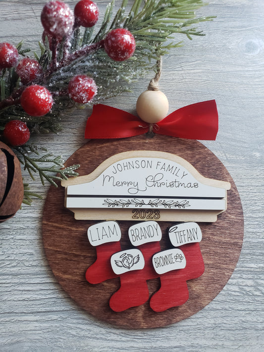 Stocking Personalized Merry Christmas Ornament Max of 8 names 2025