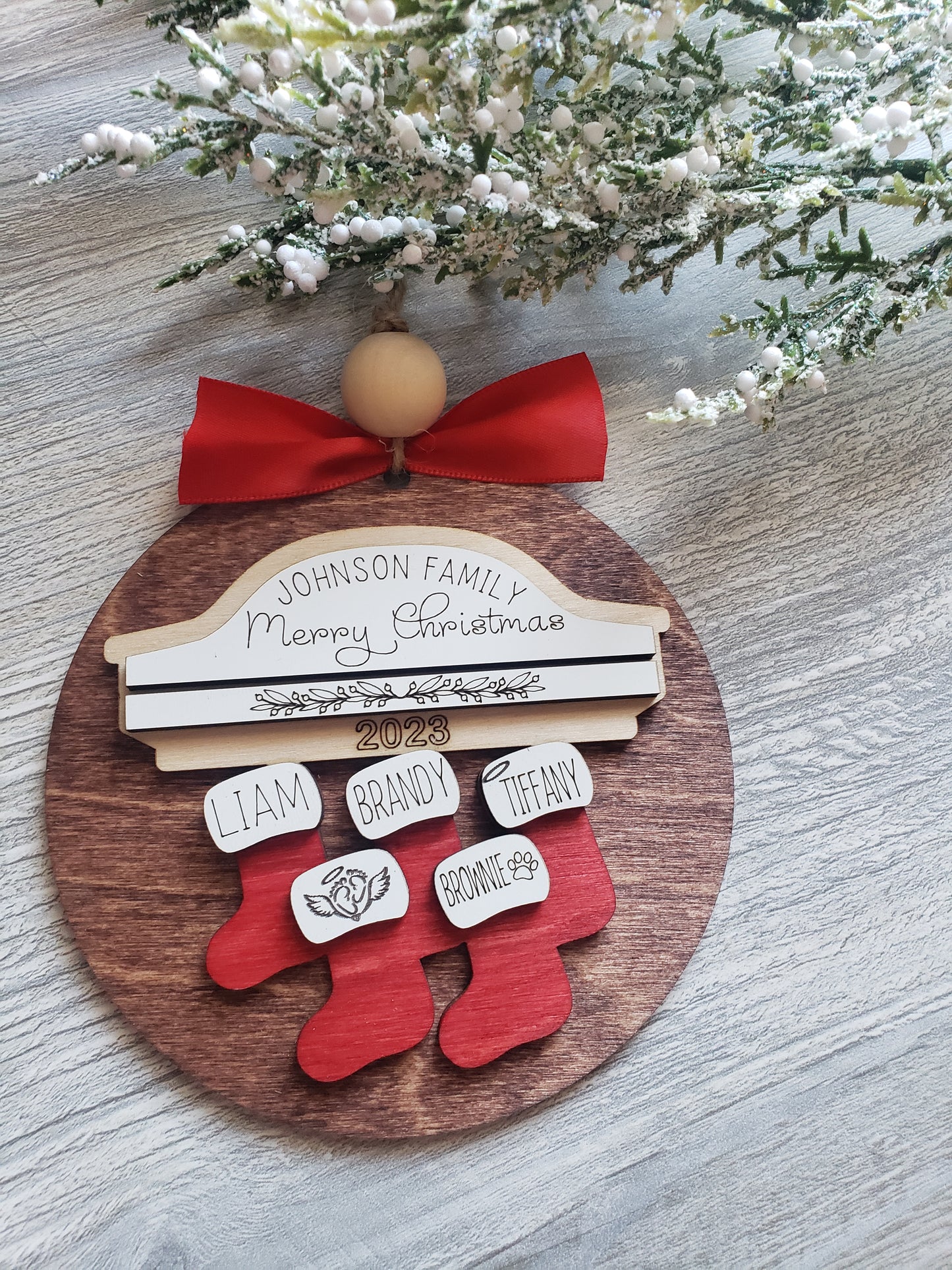 Stocking Personalized Merry Christmas Ornament Max of 8 names 2025