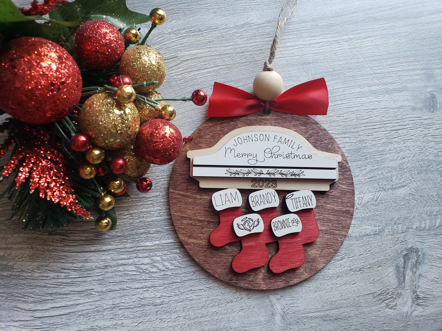 Stocking Personalized Merry Christmas Ornament Max of 8 names 2025