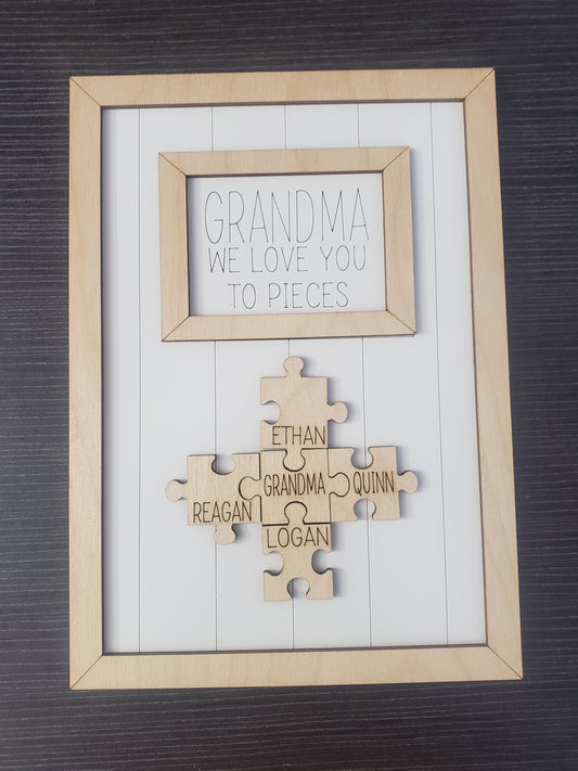 We Love You To Pieces Puzzle Pieces Sign Personalized