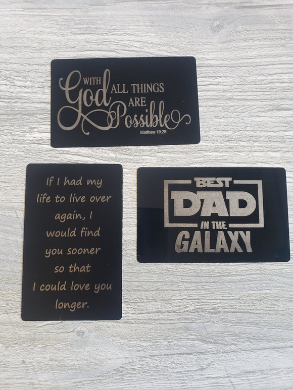 Aluminum cards with quotes Personalized for galaxy card