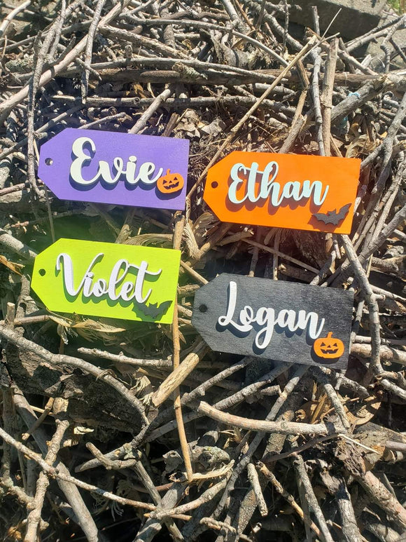 Halloween Basket Name Tags Personalized