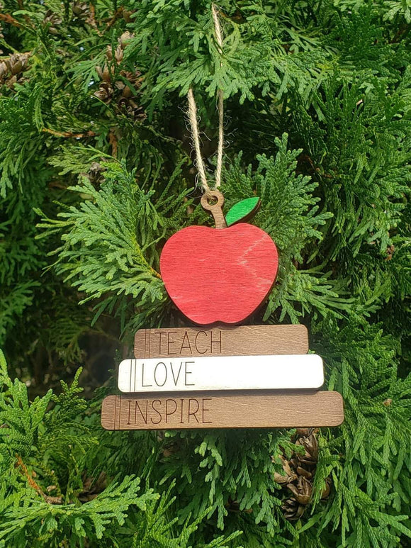 Teach Love Inspire Teacher Ornament Personalized