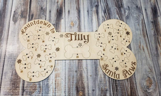 Countdown to Santa Paws Christmas Advent Sign Personalized
