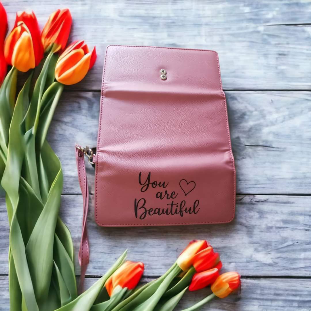 Women's Leatherette Wallet with Strap Personalized