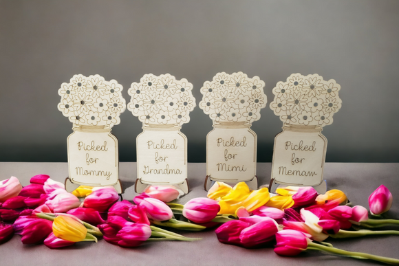 Picked for Mommy Mason Jar Flower Holder Personalized