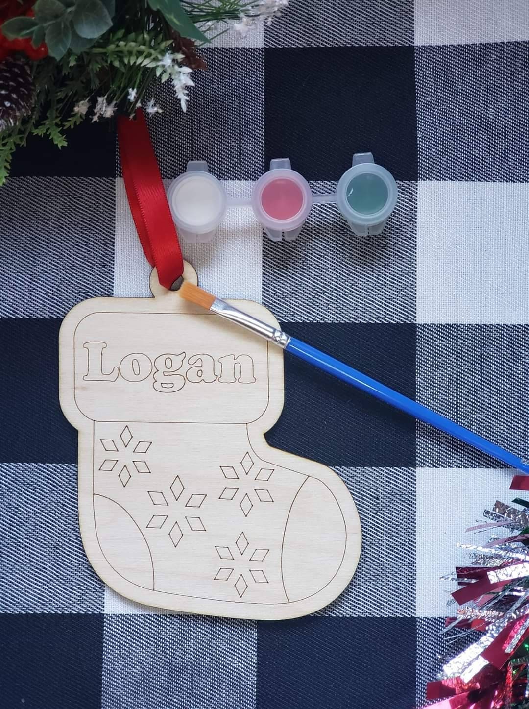 Christmas Stocking Paint or pencils Kit Personalized