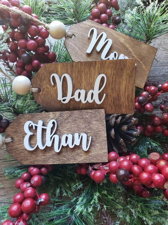 Christmas Stocking Name Tags Wood Personalized