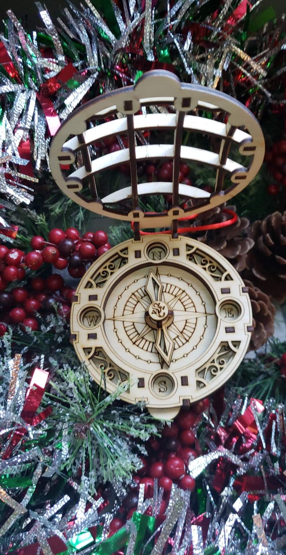 Santa Compass with NORAD QR code Christmas Ornament